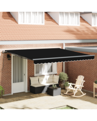 Auvent Rétractable Manuel Noir 400x300 cm, Tissu de Remplacement pour Auvent pour Cadre 4x3 m Noir | Mobilier & Déco