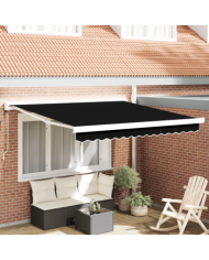 Store rétractable automatique noir 300x250 cm, Tissu de rechange pour store 3x2.5 m noir | Mobilier & Déco