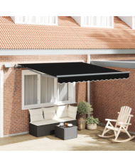 Store manuel rétractable avec LED noir 300x250 cm | Mobilier & Déco