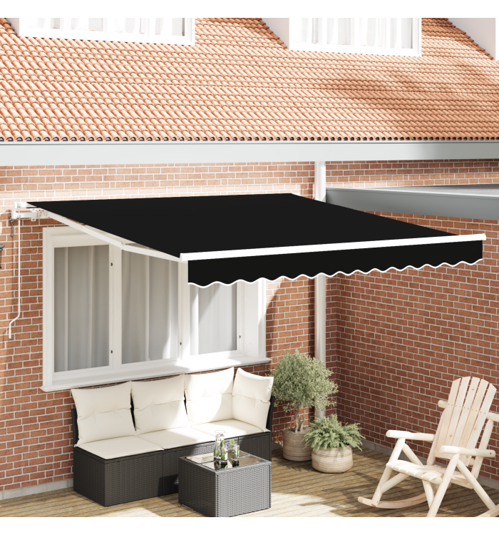 Auvent rétractable automatique noir 350x250 cm, Tissu de remplacement pour auvent pour cadre 3,5x2,5 m noir | Mobilier & Déco