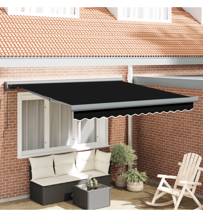 Store manuel rétractable noir 350x250 cm | Mobilier & Déco
