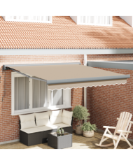 Auvent rétractable automatique beige 350x250 cm, Tissu de remplacement pour auvent pour cadre de 3.5x2.5 m beige | Mobilier & D