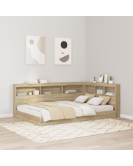 Lit bibliothèque en chêne Sonoma 120x190 cm en bois reconstitué | Mobilier & Déco