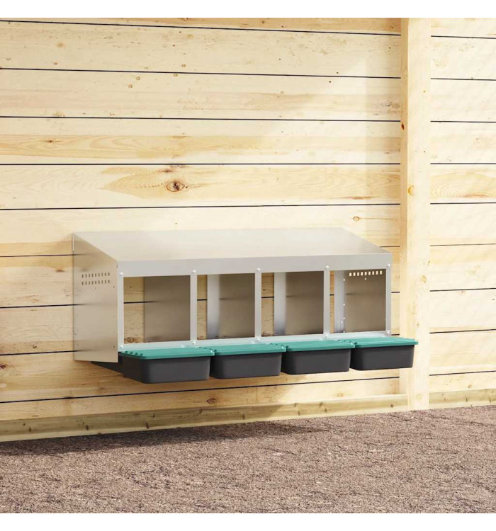 Nichoir à poules4 compartiments, fixation murale, acier galvanisé | Mobilier & Déco