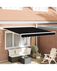 Store Rétractable Manuel Noir 350x250 cm, Tissu de Remplacement pour Store 3,5x2,5 m Noir | Mobilier & Déco