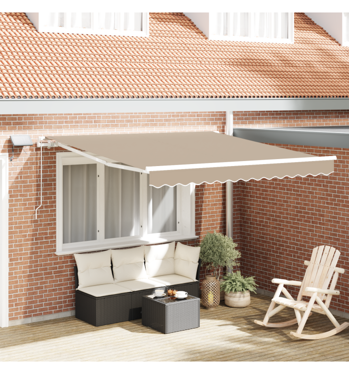 Auvent rétractable manuel avec LED beige 300x250 cm | Mobilier & Déco