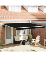 Auvent manuel rétractable Noir 400x350 cm, Tissu de remplacement pour auvent pour cadre de 4x3.5 m Noir | Mobilier & Déco