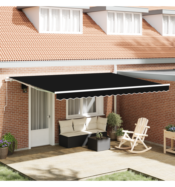 Auvent Rétractable Manuel Noir 450x300 cm | Mobilier & Déco
