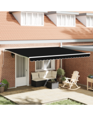 Auvent Rétractable Manuel Noir 450x300 cm | Mobilier & Déco