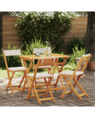 Ensemble Bistro Pliable 5 Pièces avec Coussins en Bois Massif d'Acacia | Mobilier & Déco