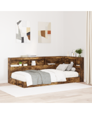 Lit avec bibliothèque Chêne Fumé 75x190 cm Bois d'ingénierie | Mobilier & Déco