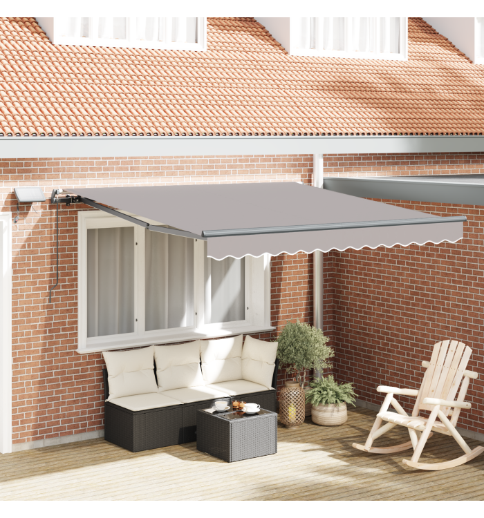 Store rétractable avec LED Clair 350x250 cm, Tissu de remplacement pour auvent cadre 3,5x2,5 m Clair | Mobilier & Déco