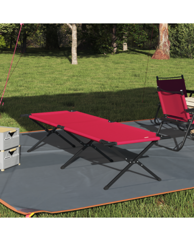 Lit de Soleil Pliant avec Sac de Transport Rouge Tissu Oxford 600D | Mobilier & Déco