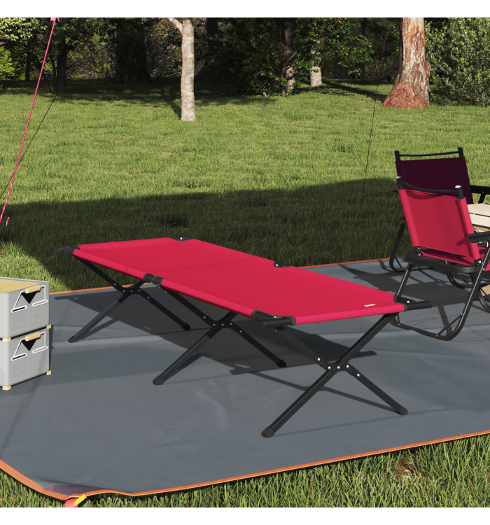 Lit de Soleil Pliant avec Sac de Transport Rouge Tissu Oxford 600D | Mobilier & Déco