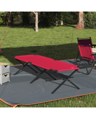 Lit de Soleil Pliant avec Sac de Transport Rouge Tissu Oxford 600D | Mobilier & Déco