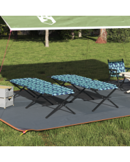 Lits de soleil pliants 2 pcs avec sac de transport motif de feuilles en tissu Oxford 600D | Mobilier & Déco