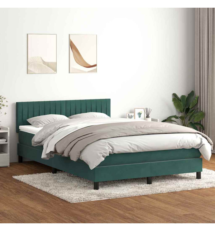 Sommier à lattes de lit et matelas vert foncé 140x220cm velours | Mobilier & Déco