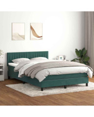 Sommier à lattes de lit et matelas vert foncé 140x220cm velours | Mobilier & Déco