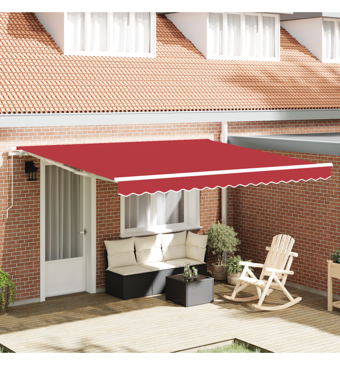 Auvent Rétractable Manuel Bleu Marine 400x300 cm, Tissu de remplacement pour auvent pour cadre de 4x3 m Rouge | Mobilier & Déco