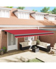 Auvent manuel rétractable Rouge 500x300 cm, Tissu de remplacement pour auvent 5x3 m Rouge | Mobilier & Déco