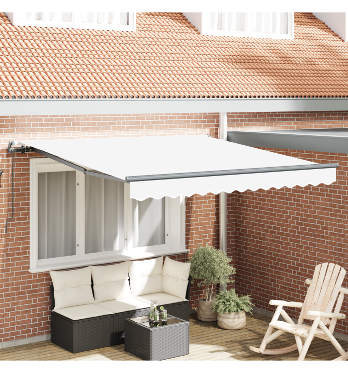 Auvent rétractable manuel blanc 300 x 250 cm, Tissu de remplacement pour auvent pour cadre 3 x 2,5 m blanc | Mobilier & Déco