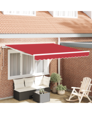 Auvent Rétractable Automatique Rouge 350x250 cm, Tissu de Remplacement pour Cadre 3,5x2,5 m Rouge | Mobilier & Déco