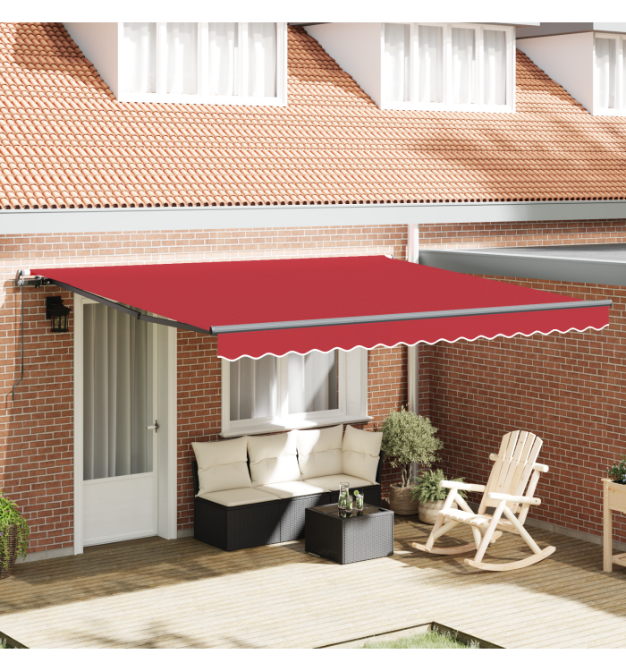 Auvent Rétractable Manuel Rouge 400x350 cm, Tissu de Remplacement pour Auvent pour Cadre 4x3.5 m Rouge | Mobilier & Déco