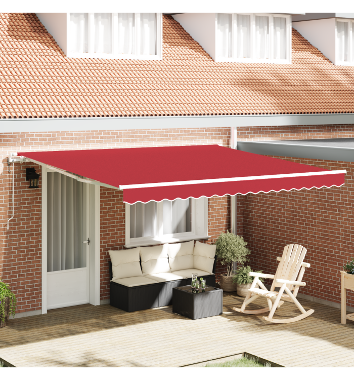 Auvent Rétractable Automatique Rouge 400x350 cm, Tissu de Remplacement pour Auvent 4x3,5 m Rouge | Mobilier & Déco