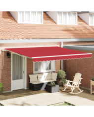 Auvent Rétractable Automatique Rouge 400x350 cm, Tissu de Remplacement pour Auvent 4x3,5 m Rouge | Mobilier & Déco