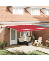 Auvent Rétractable Manuel avec LED Rouge 450x300 cm, Tissu de Remplacement pour Auvent 4,5x3 m Rouge | Mobilier & Déco