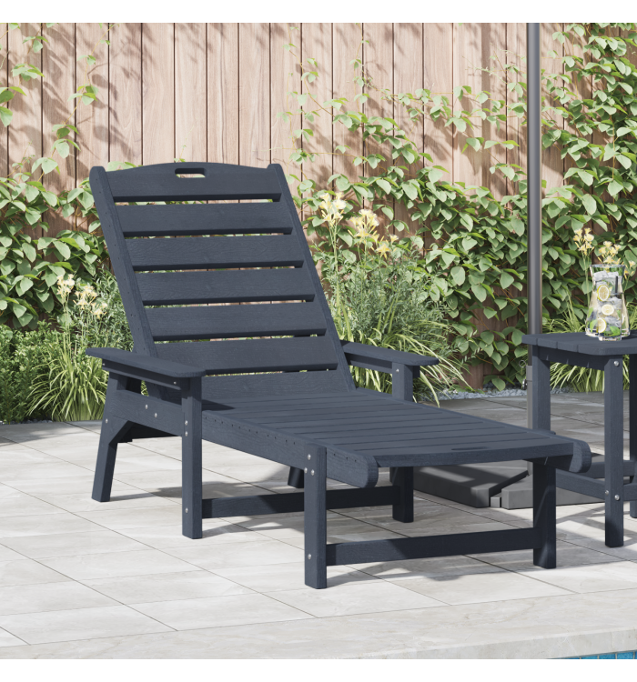 Chaise longue bleu marine 53x162x98.5 cm HDPE | Mobilier & Déco