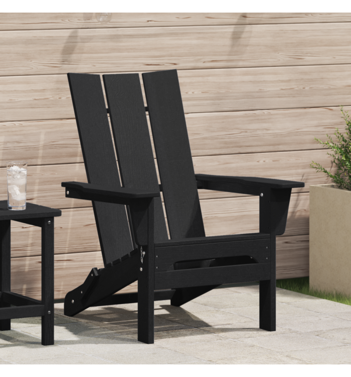 Chaise Adirondack pliante Noire 74,5x80,5x90 cm HDPE | Mobilier & Déco