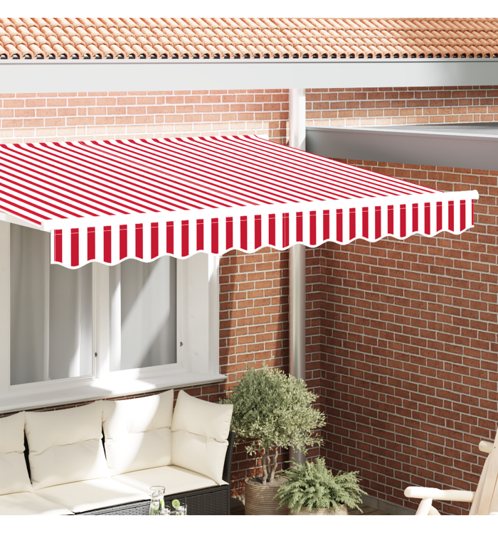 Auvent Valence pour Cadre de 2.5 m Rouge et Blanc 2.3x0.2 m | Mobilier & Déco