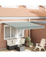 Auvent Rétractable Manuel Vert et Blanc 300x250 cm, Tissu de Remplacement pour Auvent de 3x2,5 m Cadre Vert et Blanc | Mobilier
