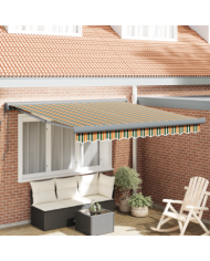 Auvent Rétractable Automatique Vert et Jaune 300x250 cm, Tissu de Remplacement pour Auvent 3x2.5 m Cadre Vert et Jaune | Mobili