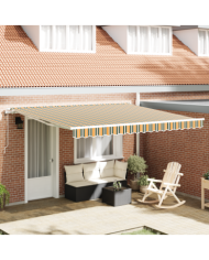 Auvent rétractable automatique vert et jaune 400x350 cm, Tissu de remplacement auvent pour cadre 4x3.5 m vert et jaune | Mobil