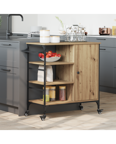 Chariot de Cuisine Chêne Artisan 87.5x38.5x84.5 cm Bois d'Ingénierie | Mobilier & Déco