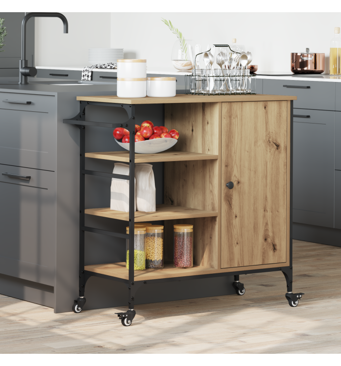 Chariot de Cuisine Chêne Artisan 87.5x38.5x84.5 cm Bois d'Ingénierie | Mobilier & Déco