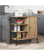 Chariot de Cuisine Chêne Artisan 87.5x38.5x84.5 cm Bois d'Ingénierie | Mobilier & Déco