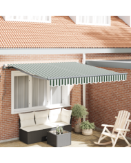 Store automatique rétractable vert et blanc 300x250 cm, Tissu de remplacement pour store 3x2.5 m cadre vert et blanc | Mobilie