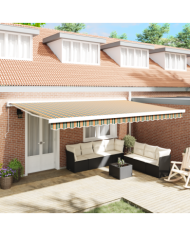 Auvent rétractable auto vert et jaune 500x300 cm, Tissu de remplacement pour auvent pour structure de 5x3 m vert et jaune | Mob