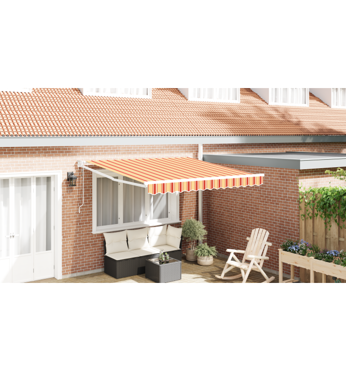 Auvent Rétractable Automatique Jaune et Orange 350x250 cm | Mobilier & Déco