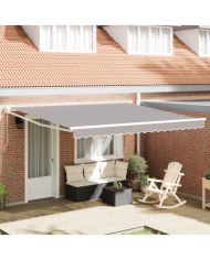 Auvent Rétractable Manuel Gris 400x300 cm, Tissu de Remplacement pour Auvent pour Cadre 4x3 m Gris Clair | Mobilier & Déco