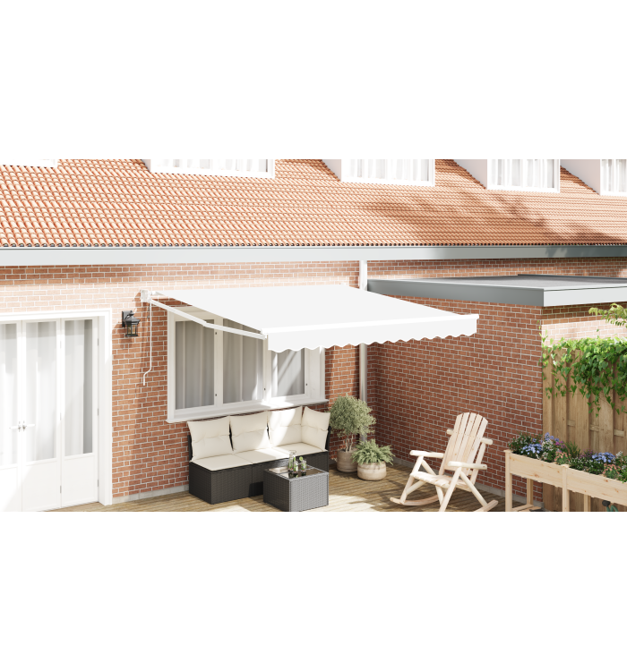 Auvent automatique rétractable Blanc 300x250 cm, Tissu de remplacement pour auvent 3x2,5 m Blanc | Mobilier & Déco