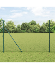 Clôture hexagonale verte 1,6x50 m en acier, Poteaux de clôture 13 pcs verts Ø32 mm 210 cm en acier galvanisé | Mobilier & Déco
