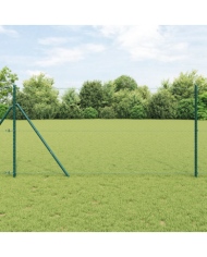 Clôture Hexagonale Verte 1.2x50 m Acier, Piliers de Clôture 13 pcs Vert Ø32 mm 170 cm Acier Galvanisé | Mobilier & Déco