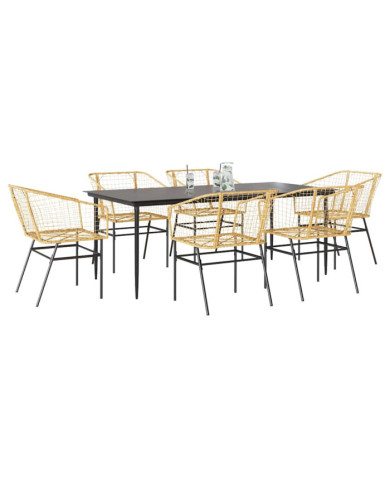 Ensemble à manger jardin 7pcs marron rpoly otin verre | Mobilier & Déco