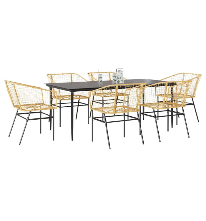 Ensemble à manger jardin 7pcs marron rpoly otin verre | Mobilier & Déco
