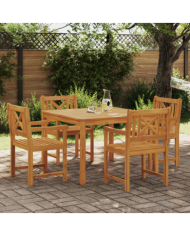 Ensemble de salle à manger de jardin en bois massif d'acacia 5 pièces, Chaises de jardin 2 pièces 56x56x90 cm en bois d'acacia