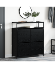 Armoire à chaussures avec 4 tiroirs basculants chêne noir 100x34x112 cm | Mobilier & Déco